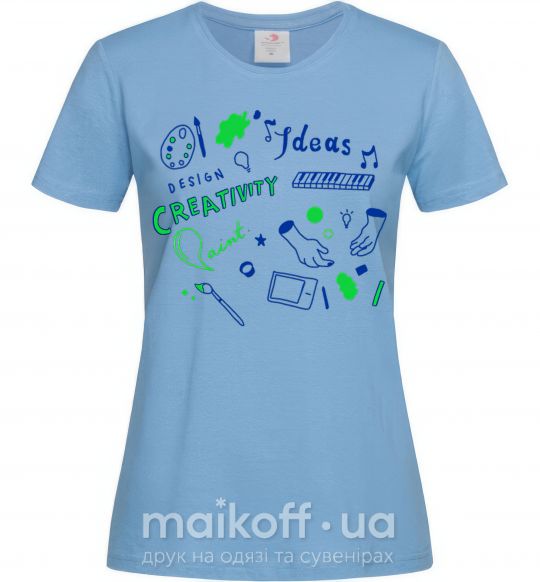 Жіноча футболка Ideas design crestivity Блакитний фото