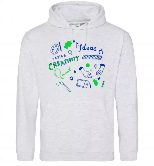 Женская толстовка (худи) Ideas design crestivity Серый меланж фото