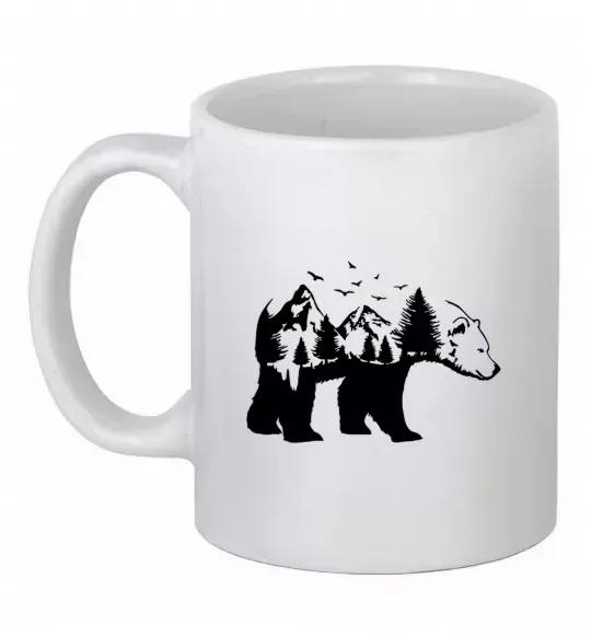Чашка керамическая Ведмідь природа Белый фото