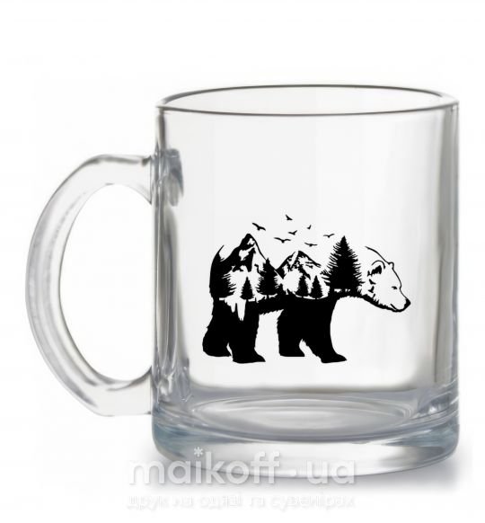 Чашка стеклянная Медведь природа Прозрачный фото