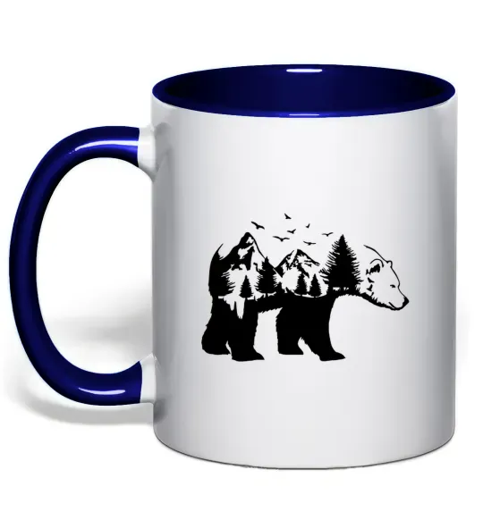 Чашка с цветной ручкой Ведмідь природа Глубокий темно-синий фото