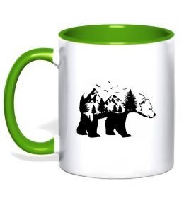 Чашка з кольоровою ручкою Ведмідь природа