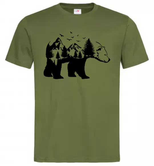 Чоловіча футболка Ведмідь природа Оливковий фото
