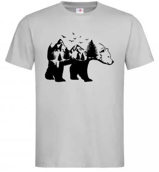 Чоловіча футболка Ведмідь природа Сірий фото