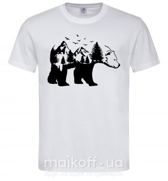 Мужская футболка Медведь природа Белый фото