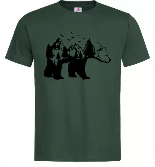 Чоловіча футболка Ведмідь природа Темно-зелений фото