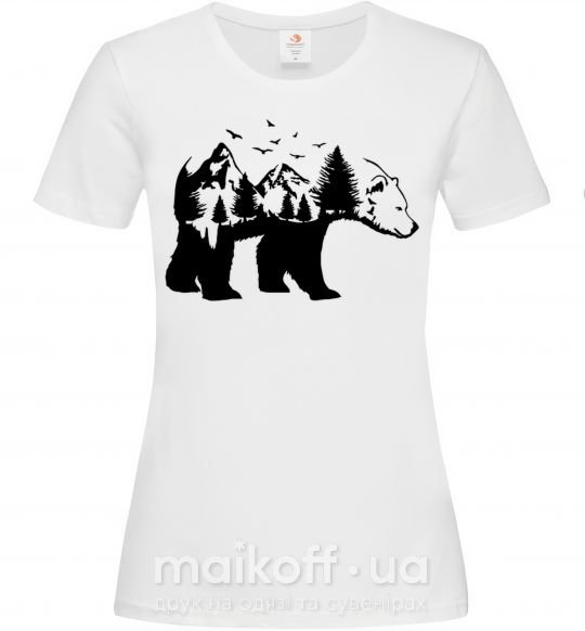 Женская футболка Медведь природа Белый фото