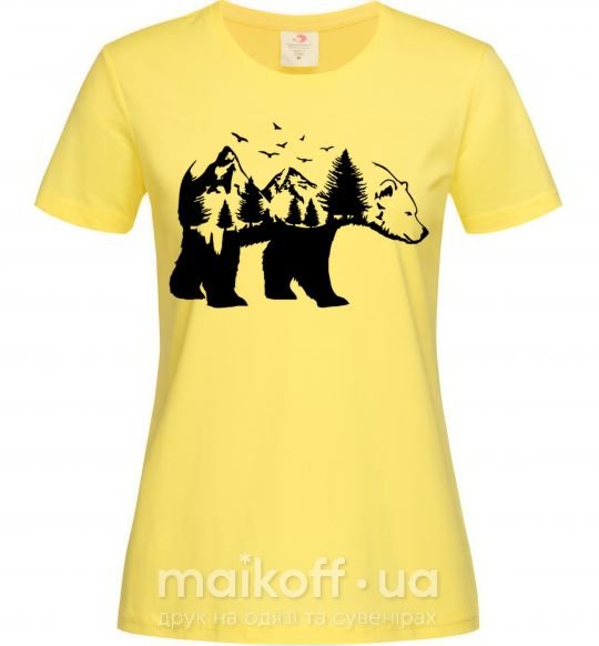 Женская футболка Медведь природа Лимонный фото