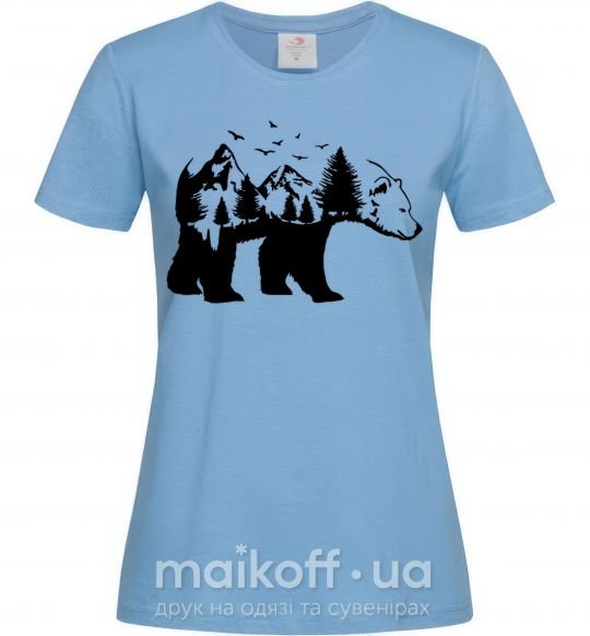 Жіноча футболка Медведь природа Блакитний фото