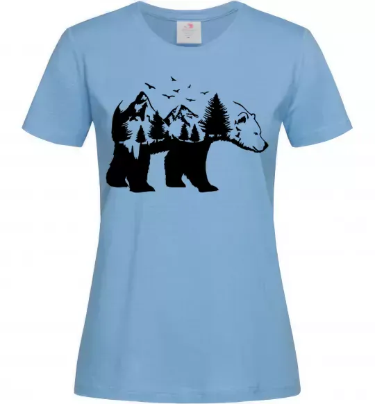 Жіноча футболка Ведмідь природа Блакитний фото