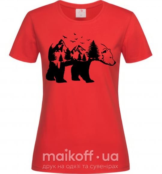 Жіноча футболка Медведь природа Червоний фото