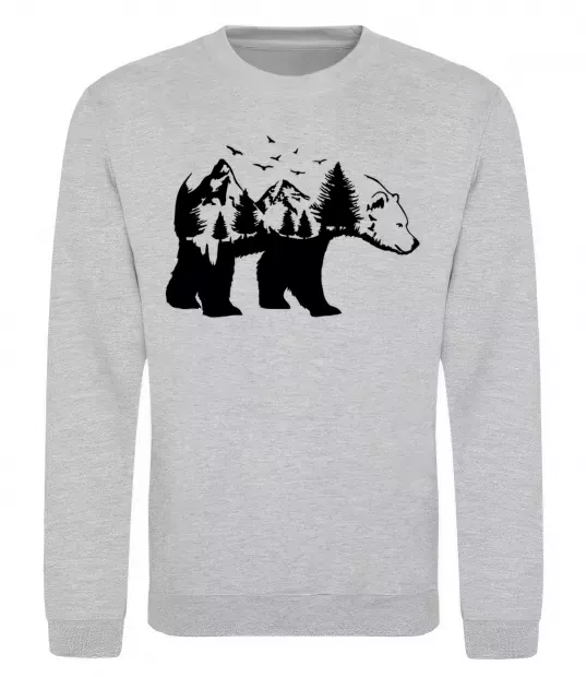 Свитшот Ведмідь природа Серый меланж фото