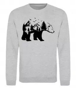 Свитшот Ведмідь природа Серый меланж фото