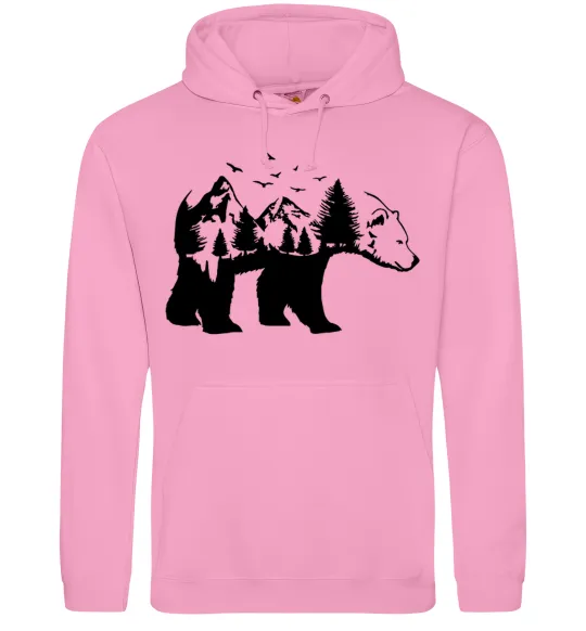 Женская толстовка (худи) Ведмідь природа Розовый фото