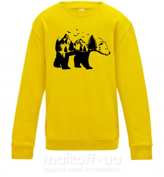 Дитячий світшот Медведь природа Сонячно жовтий фото