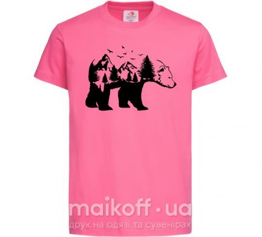 Детская футболка Медведь природа Ярко-розовый фото