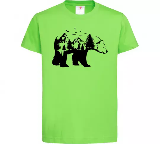 Дитяча футболка Ведмідь природа Лаймовий фото