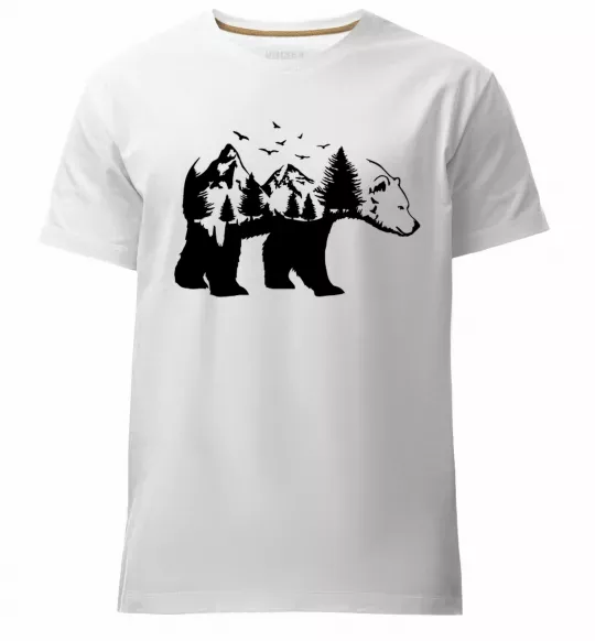 Мужская премиум футболка Ведмідь природа Белый фото