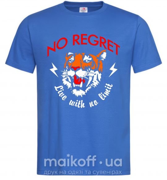 Мужская футболка No regret live with no limit Ярко-синий фото