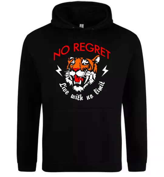 Мужская толстовка (худи) No regret live with no limit Черный фото