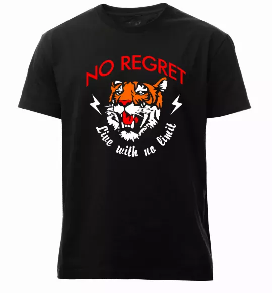 Чоловіча преміум футболка No regret live with no limit Чорний фото