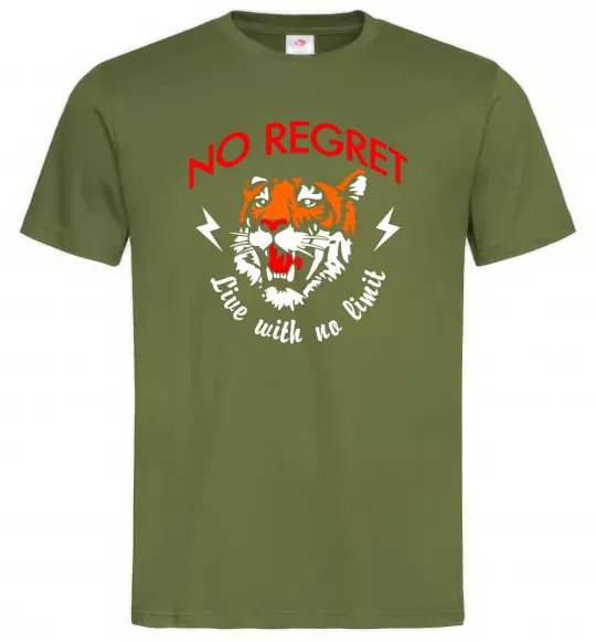 Мужская футболка No regret live with no limit Оливковый фото