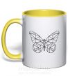 Чашка з кольоровою ручкою Butterfly geometria Сонячно жовтий фото