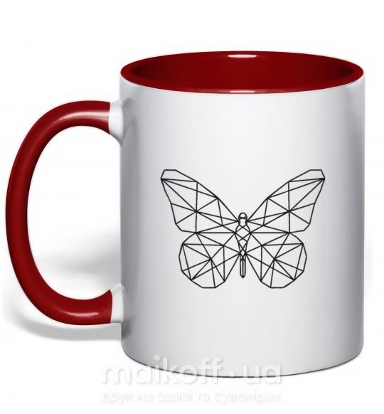 Чашка с цветной ручкой Butterfly geometria Красный фото