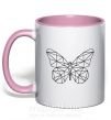 Чашка з кольоровою ручкою Butterfly geometria Ніжно рожевий фото