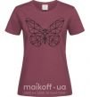 Жіноча футболка Butterfly geometria Бордовий фото