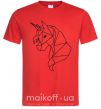 Мужская футболка Единорог геометрия Красный фото