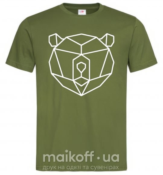 Мужская футболка Медведь геометрия Оливковый фото