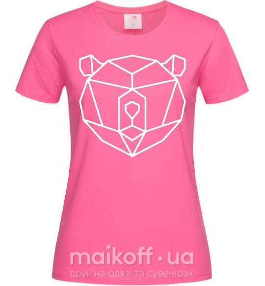 Жіноча футболка Медведь геометрия Яскраво-рожевий фото