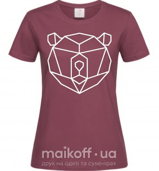Жіноча футболка Медведь геометрия Бордовий фото