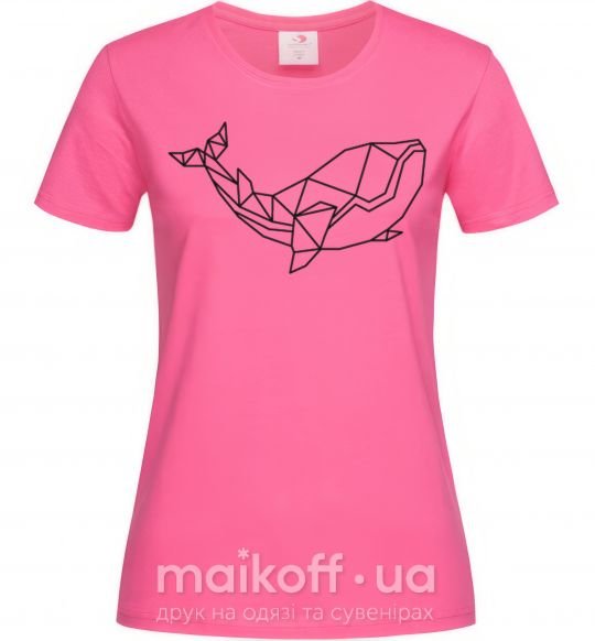 Жіноча футболка Кит геометрия Яскраво-рожевий фото