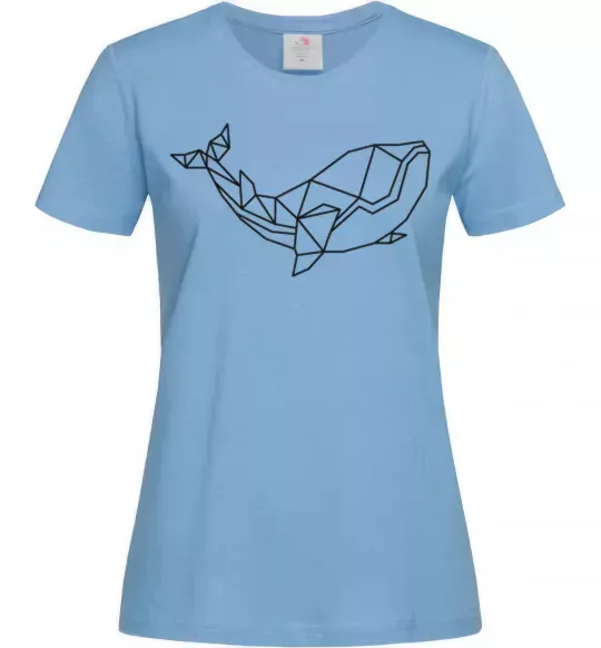 Жіноча футболка Кит геометрія Блакитний фото