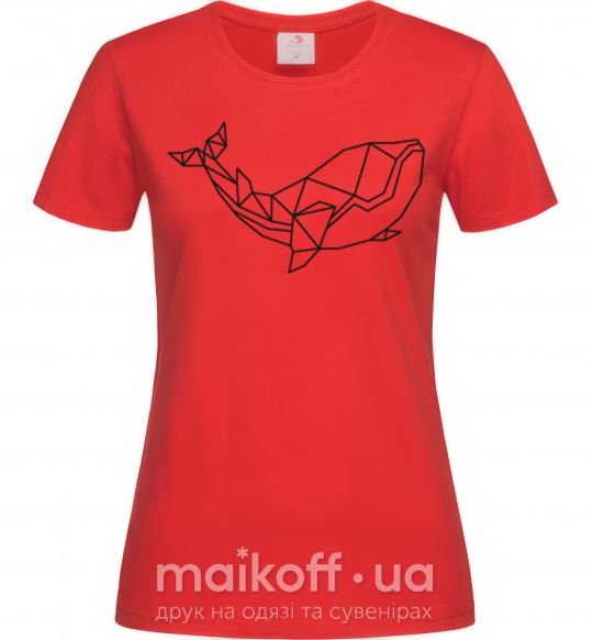 Женская футболка Кит геометрия Красный фото