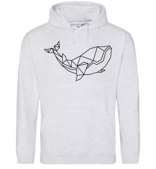 Жіноча толстовка (худі) Кит геометрія Сірий меланж фото