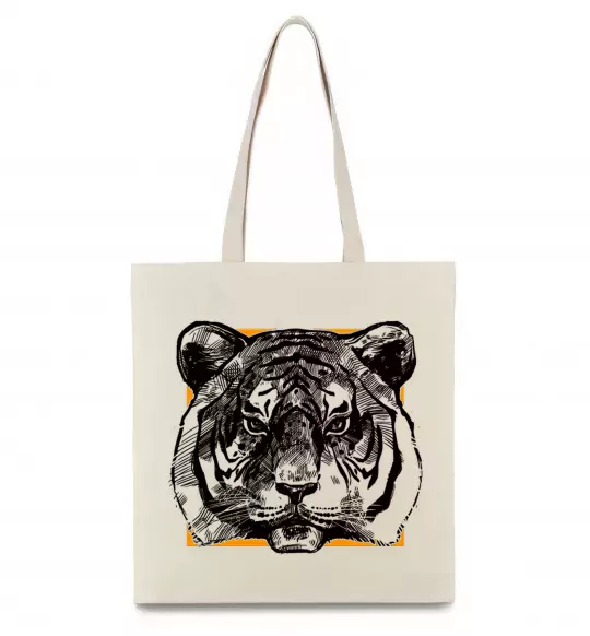 Еко-сумка Тигр рамка Бежевий фото