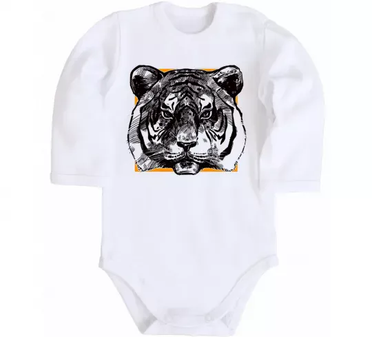 Детский боди Тигр рамка Белый фото