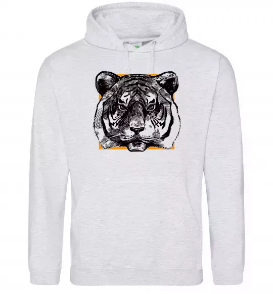 Чоловіча толстовка (худі) Тигр рамка Сірий меланж фото