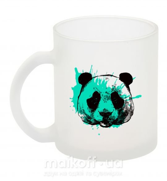 Чашка стеклянная Панда брызги бирюза Фроузен фото