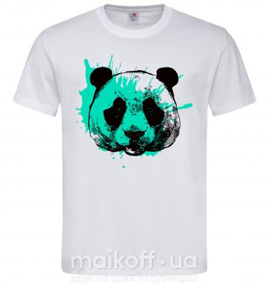 Мужская футболка Панда брызги бирюза Белый фото