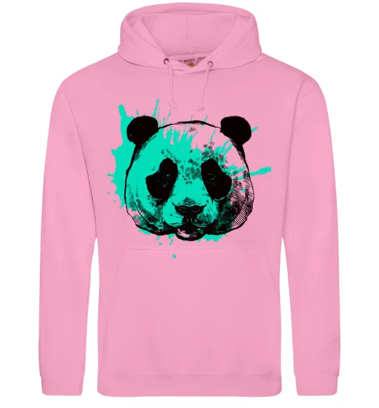 Мужская толстовка (худи) Панда бризки бірюза Розовый фото