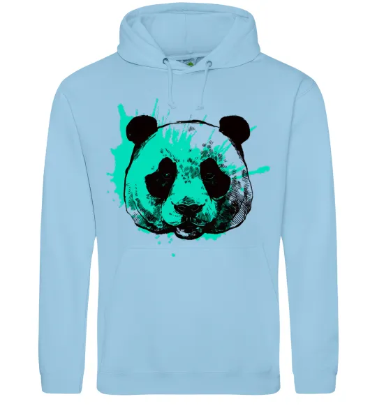 Мужская толстовка (худи) Панда бризки бірюза Голубой фото