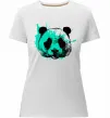 Женская премиум футболка Панда бризки бірюза Белый фото
