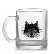 Чашка скляна Волк брызги Прозорий фото
