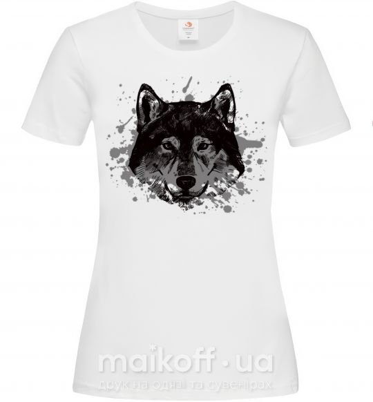 Женская футболка Волк брызги Белый фото