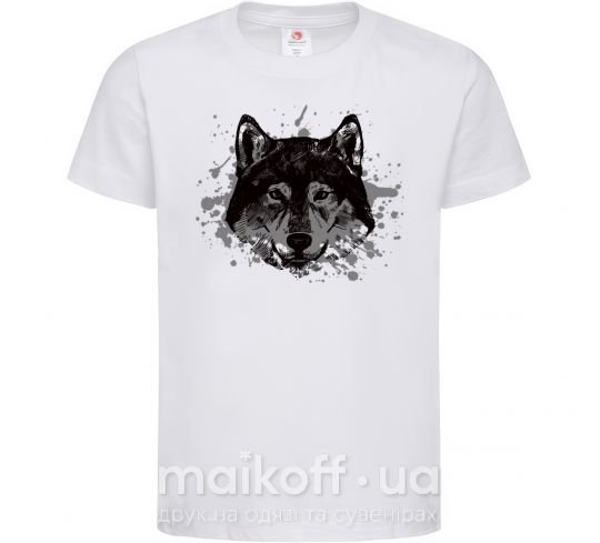 Детская футболка Волк брызги Белый фото