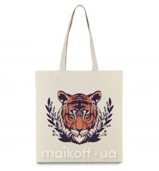 Еко-сумка Реалистичный тигр Бежевий фото